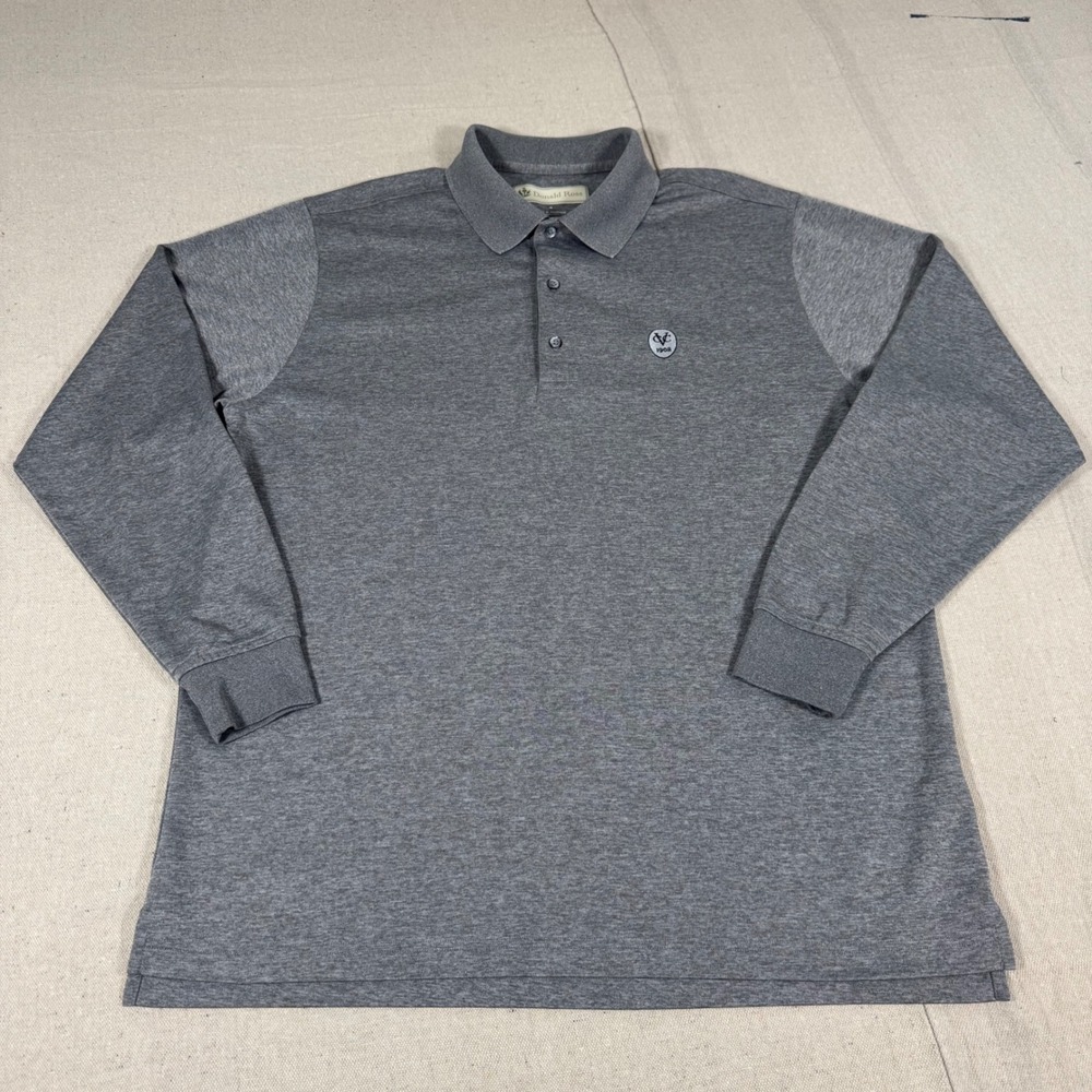 Donald Ross Polo Shirt Mens Medium Gray Long Sleeve Golf Performance
